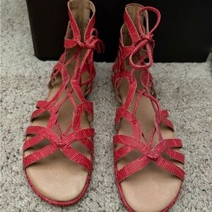 gentle souls Red Lace-Up Strappy Gladiator Sandals